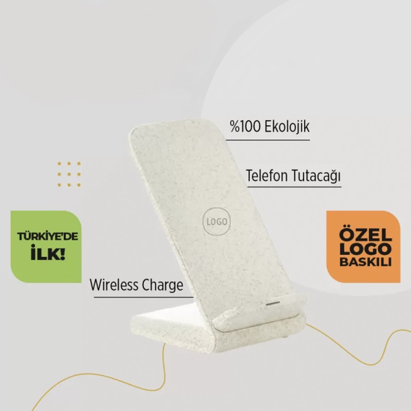 EccoTech %100 Ekolojik Wireless Charger + Telefon Standı